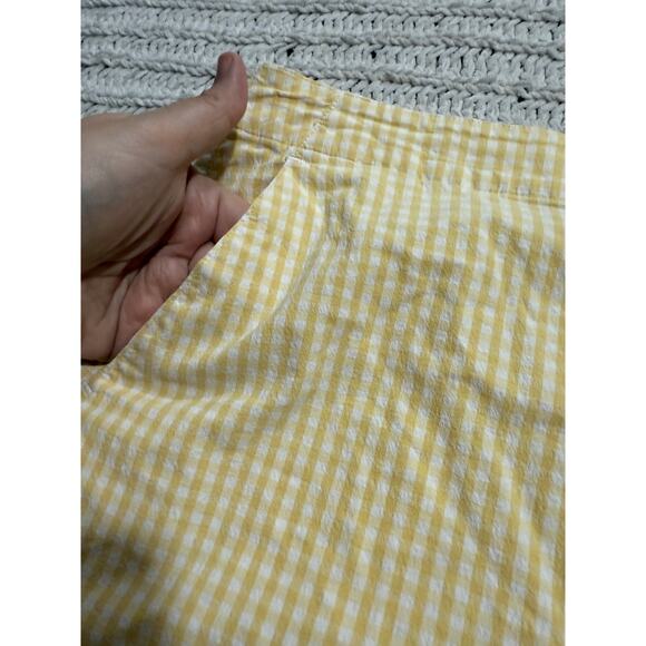 VTG Talbots Shorts Plaid 7" Inseam Women's Size 8 Butter Yellow Side Zip Stretch - Picture 9 of 9